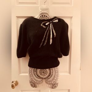 vintage sequin and velvet bow tie sweater